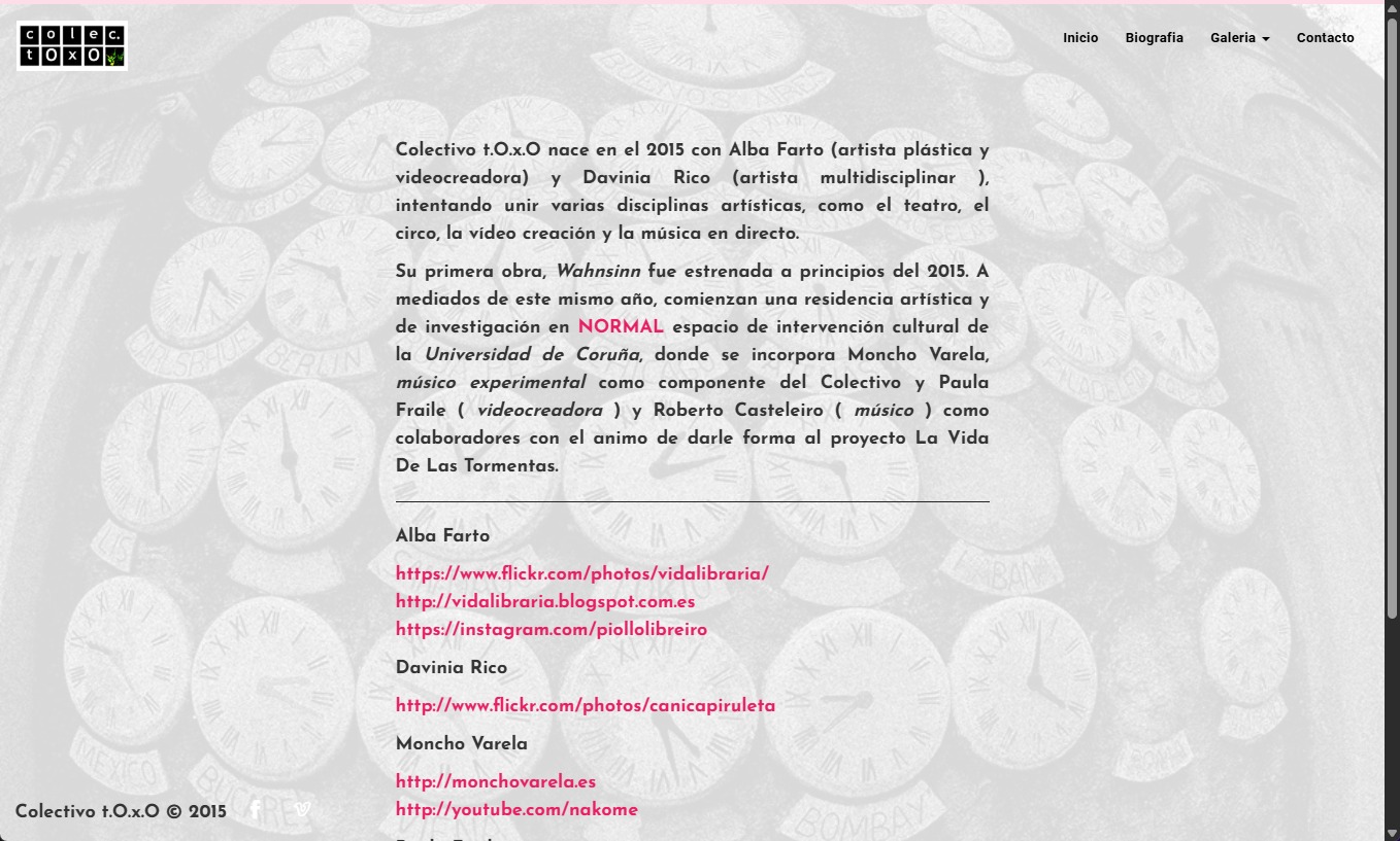 Página con texto Colectivo Toxo
